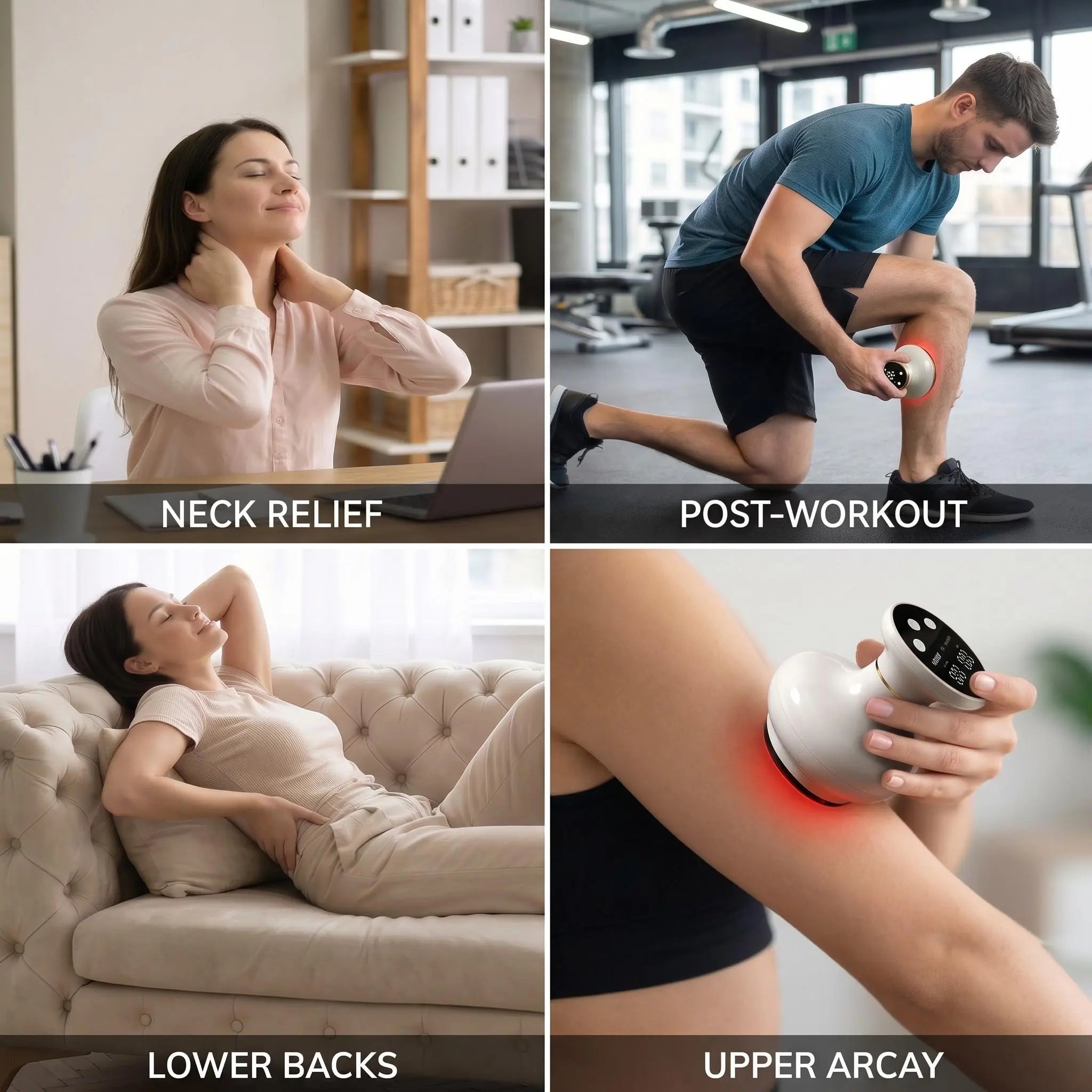 Electric Cupping Massager with 3D Vacuum Suction & Gua Sha, Portable Device for Home Use Muscle Relief on Back and Neck