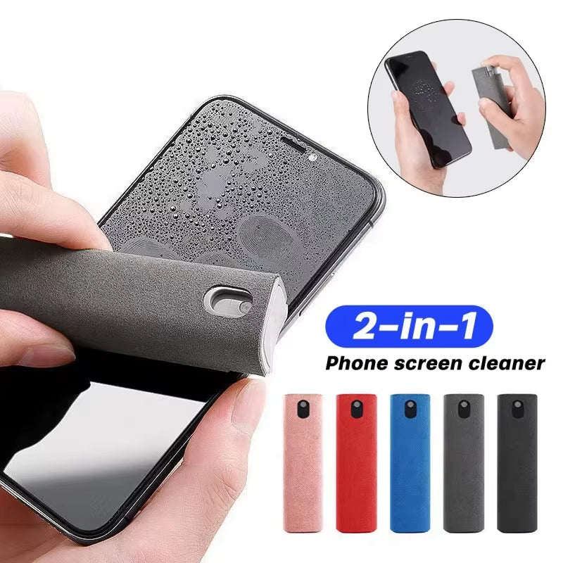 2 in 1 Screen Cleaner Spray Computer Mobile Phone Screen Dust Remover Tool Microfiber Cloth for Iphone Ipad Cleaning Wipes