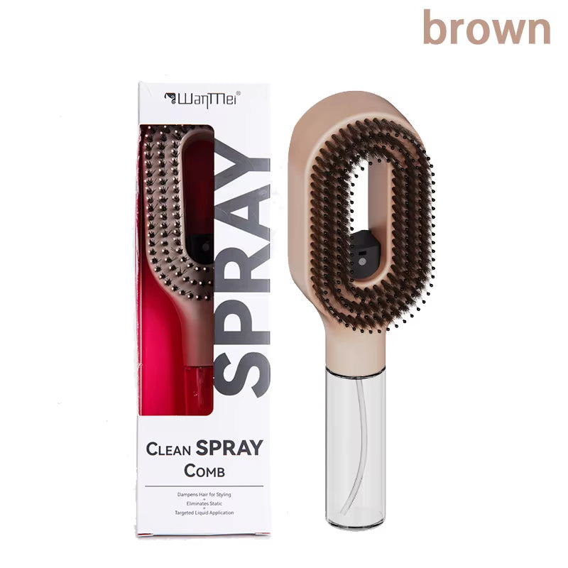 2In1 Spray Hair Brush Detangling Scalp Massage Comb with Water Mist Spray Anti-Static Smooth Hair Styling Tool for Home & Travel
