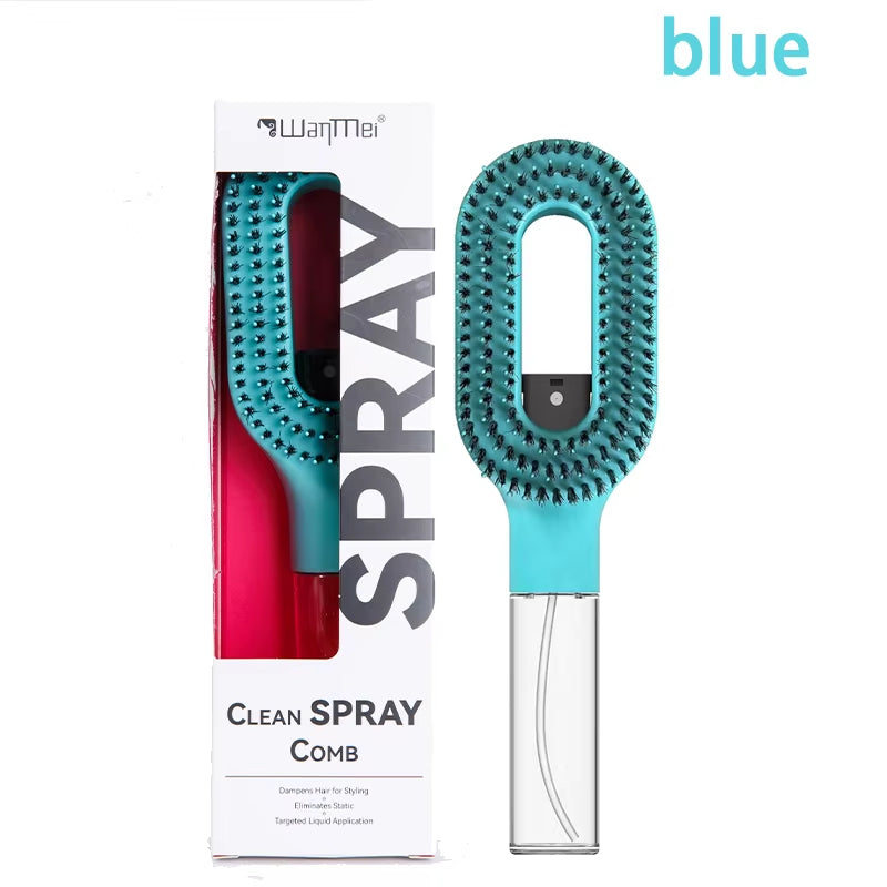2In1 Spray Hair Brush Detangling Scalp Massage Comb with Water Mist Spray Anti-Static Smooth Hair Styling Tool for Home & Travel