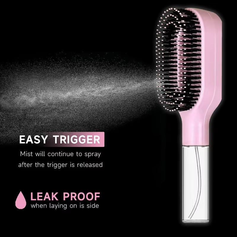 2In1 Spray Hair Brush Detangling Scalp Massage Comb with Water Mist Spray Anti-Static Smooth Hair Styling Tool for Home & Travel