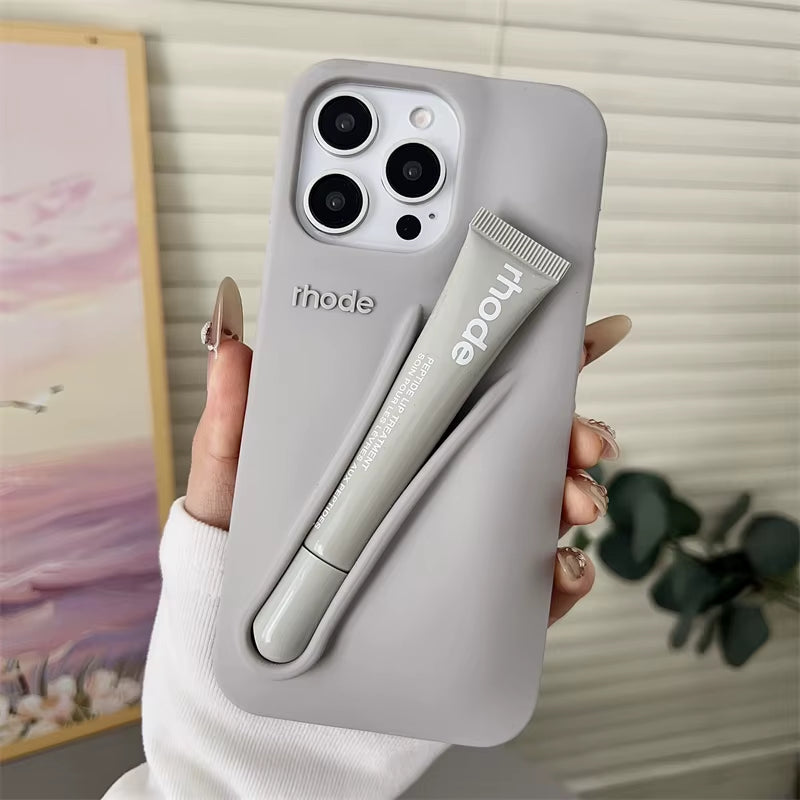 Makeup Brand Lemontini Dopamine Lip Gloss Case for Iphone 15 16 17 Promax 12 13 14 Air Pro Max plus Lipstick Holder Phone Cover