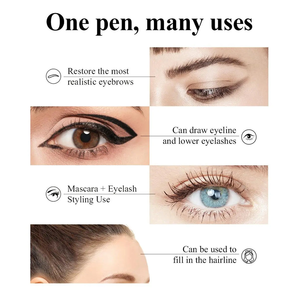 LUXAZA Dual-End Eyebrow Pen & Setting Gel, Waterproof & Smudge-Proof Cosmetic with Micro-Fork Tip for Natural Brows, Long Lasting, 2-Pen Set, Waterproof Brow Pen