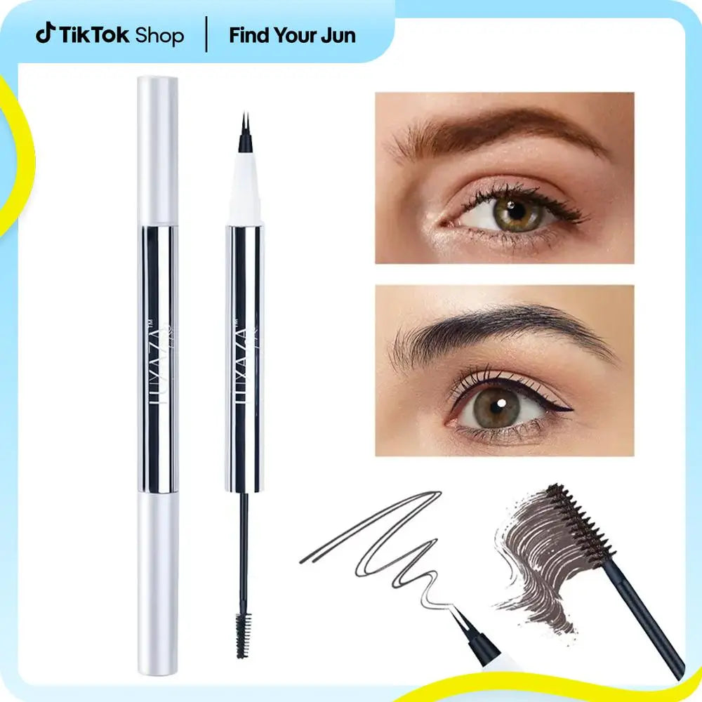 LUXAZA Dual-End Eyebrow Pen & Setting Gel, Waterproof & Smudge-Proof Cosmetic with Micro-Fork Tip for Natural Brows, Long Lasting, 2-Pen Set, Waterproof Brow Pen